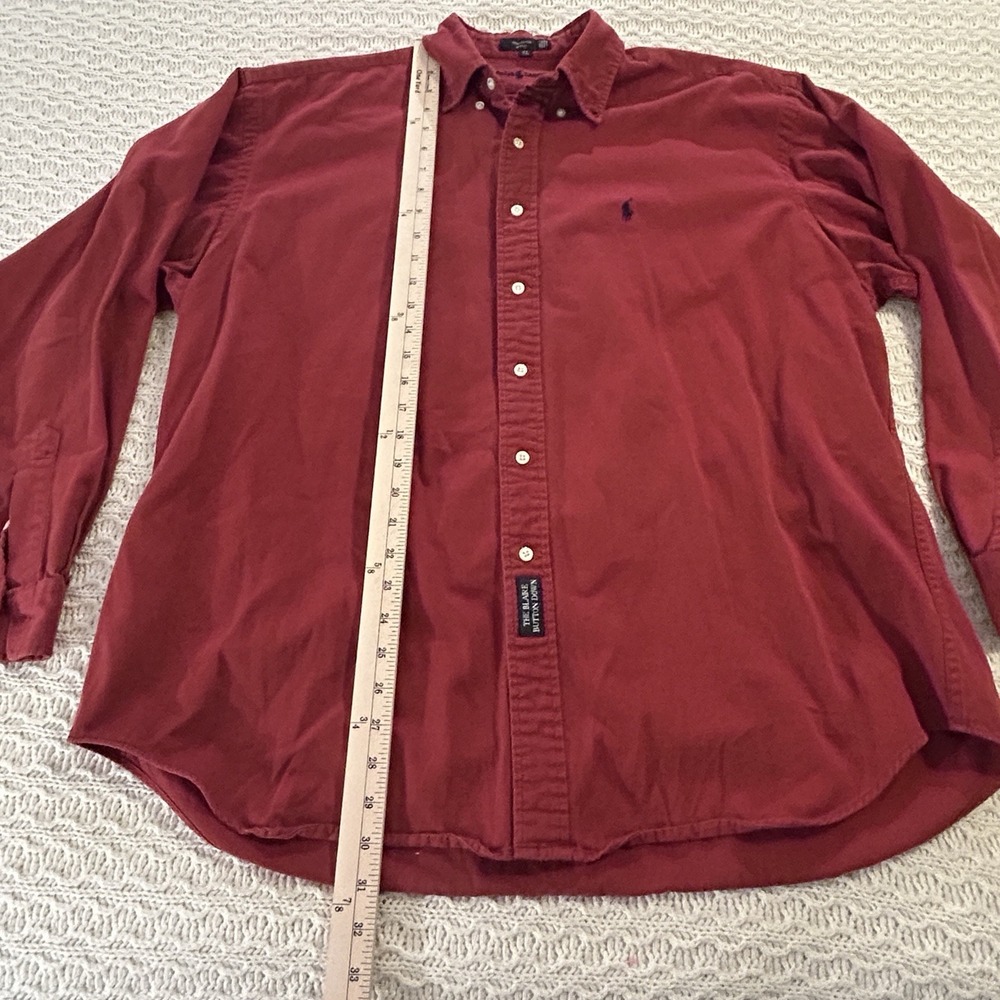 Ralph Lauren Men's XL Blaire Button Down Long Sleeve Red 100% Cotton - Picture 7 of 7